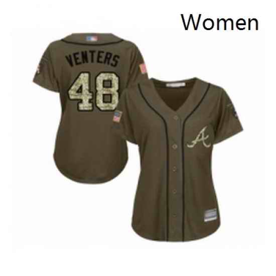 Womens Atlanta Braves 48 Jonny Venters Authentic Green Salute to Service Baseball Jersey